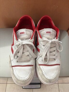 Vans White and Red Skate Sneakers